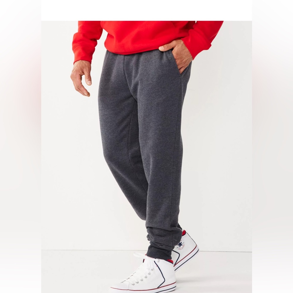 Tex Gear Jogger Men’s dark gray pockets cuff ankle drawstring waist Large NWT